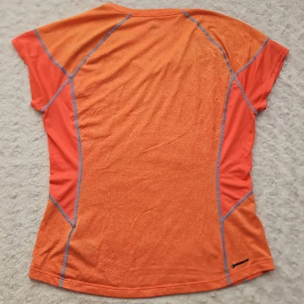 North Face Flash Dry Athletic V Neck Orange Short Sleeve Top Womens Size Large - Picture 5 of 7